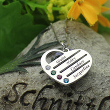 Personalized Family Necklace Mom Necklace with Kids Names Engraved Heart  M