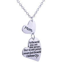 Mom Necklace Double Heart Charm Love Family Female Mothers Day Chain Pendan
