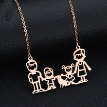 Stainless Steel Gold Family Necklace Pendant Boy Girl Pet Mom Dad Necklace