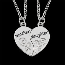 Hand Stamped Mother Daughter Charm Choker Necklace 2pc/set Carved Broken He