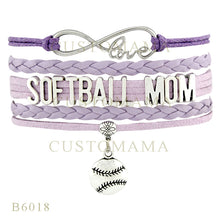 (10 PCS/lot) Custom Infinity Love Softball Mom Softballl Charm Bracelets  G