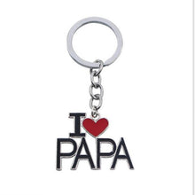 Creative I Love MOM DAD MAMA And PAPA Keychain Red Love Heart Pendant Key C