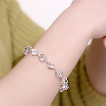 GAGAFEEL Square Bracelet 925 Sterling Silver Women Jewelry Zircon Crystal B