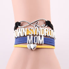Little Minglou Infinity Love Down Syndrome mom bracelet heart charm awarene