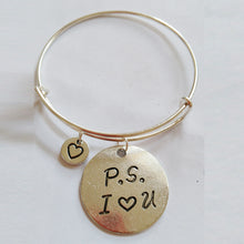 Diameter 65mm bangles P.S. I LOVE YOU bracelets ,Adjustable Expandable Wire