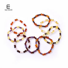EAST WORLD Amber Bracelets with 5mm Natural Amethyst Baltic Amber Original