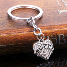 Family Silver Rhinestone Crystal Heart Mom NANA Nurse Teacher Pendant Keyri