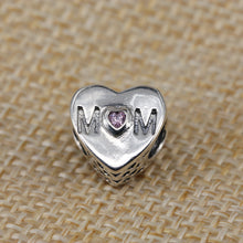 Mother Heart Beads Fit Pandora Charms Original Bracelets 925 Sterling Silve