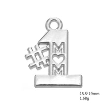 my shape 20Pcs rhodium plated number 1 mom word charms hot selling Mother's