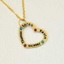 Personalized Heart Name Necklace Mother Pendant Mother Necklace, 4 Names Ne