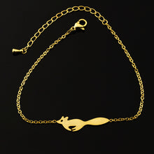 Silver Color Simple Bracelet Cute Run Fox Anklets for Mom Jewelry Stainless