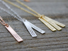 Mommy Necklace Baby Name Vertical Bar Necklace Personalized Bar Necklace Mo