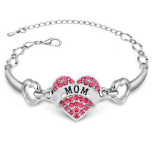 Mom Letters Bracelets For Mother's Day Silver Crystal Rhinestone Heart Char