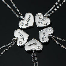 Heart Crystal Mom Dad Best Friend Nurse Teacher Daughter Sister Pendant Nec