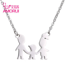 AMORUI Family of Three Pendant Necklace Fashion Stainless Steel Gold/Silver