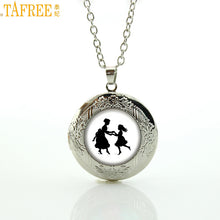 TAFREE Brand vintage Mother Kissing Kids silhouette locket pendant chain ne