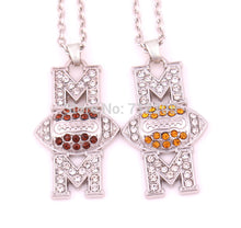 Mother's Day Gift  10pcs zinc alloy American football Mom Pave clear Crysta