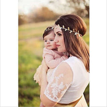5set New Mom and Baby Gold Leaf Headband Set For Hair accessories Peace Oli