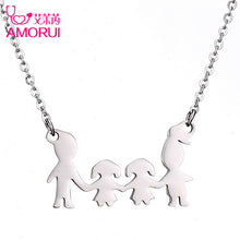 AMORUI New Family of Four Stainless Steel Choker Statement Necklace Women G