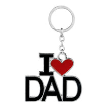 Rainbery Keychain With Letters I Love PAPA MAMA DAD MOM Red Love Heart Key