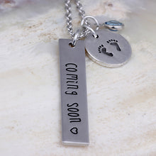 12pcs/lot Expecting Mom Jewelry Coming Soon Stamped pendant Necklace person