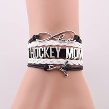 Little Minglou Infinity love HOCKEY MOM bracelet hockey charm leather wrap