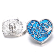10pcs/lot lOVE YOU MOM 18MM Snap Jewelry Buttons Metal MOM Snap Fit 18mm Sn