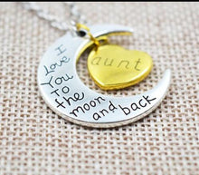 Mother's Day Gift Moon and Heart Lettering Necklace for Grandma MOM Daughte
