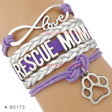 (10 PCS/lot)Infinity Love Rescue Mom Leather Wrap Bracelets Multilayer Dog