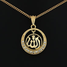 MEEHEE Statement Gold color Muslim Round Necklace Women Rhinestones Islam A