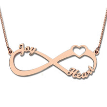 3 Names Rose Gold Color Heart Infinity Necklace Infinity Nameplate Personal