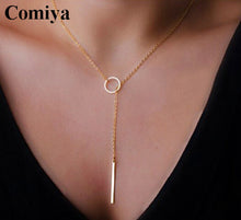 Comiya Gold Color Thin Adjustable Chain Simple Layering Necklace Bar Pendan