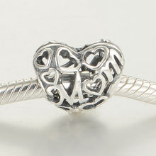Love Gift Sterling Silver Jewelry Mom Heart Shape Beads Women DIY Fine Jewe