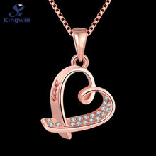 I LOVE YOU necklace real Rose Gold Color brand fashion love heart pendant n