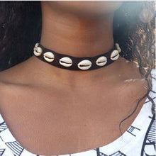 hzew Gothic Black Choker Necklace Boho Ethnic Natural Shell Bib Collar Neck