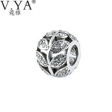 V.Ya Fashion Loose Beads fit for Mum &Mom White Gold Cubic Zirconia Round P