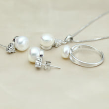 Wedding freshwater pearl jewelry sets women,natural pearl jewelry 925 sterl