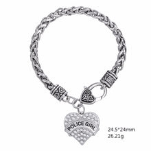 Lemegeton Police Charm Bracelets Crystal Memorial Heart Police GIRL / Polic