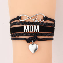 Drop Shipping Infinity Love Mom Bracelets Heart Charm Handmade Velvet Wax R