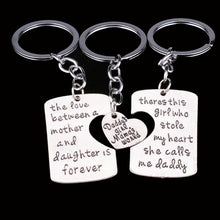 3PC/Set Mother Daughter Daddy Silver Heart Key Chain Ring Family Father Dad