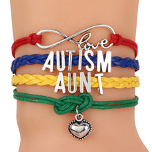 LNRRABC Women Men Bracelet Handmade Letter Autism Pendant Love Heart Woven