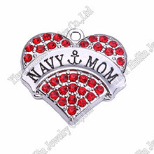 NAVY  MOM crystal Word Heart Dangle Sports Fitness Pendant-in Pendants from