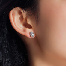 SA SILVERAGE 925 Sterling Silver Stud Earrings Love Cubic Zirconia Classic