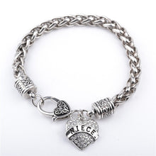 Rhinestone Heart Bracelet Letters MOM SISTER NANA MIMI nana niece nurse tea