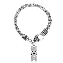 my shape Black Enamel Clear Rhinestone Soccer Ball Mom Charm Bracelet Sport