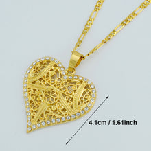 Anniyo Heart Pendant Necklaces for Women,Africa Necklace W/Stone,Arab Jewel