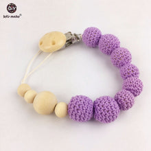 Let's Make Wooden Teething Pacifier Clip Holders 5pc Crochet Beads Pure Col