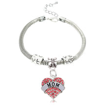 XIAOJINGLING New Fashion "MOM"Family Gift Love Heart Crystal Rhinestone Ban