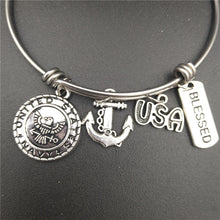 2.5 inch Stainless Steel Wire Bangle Military Navy Charm Bangle DIY GIft Je