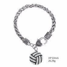 Skyrim I Love Volleyball Volleyball MOM charm bracelet rhodium plated with